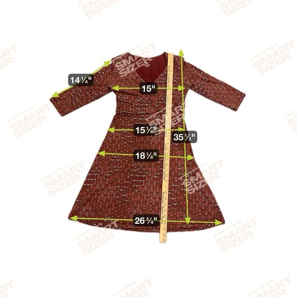 Patagonia Dress Women's‎ S Print Margot 3/4 Sleeve V Neck A Line - Picture 2 of 8